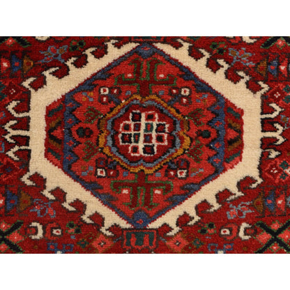 Heriz Wool Hand Knotted Rug Red Midnight Blue 3.9X9.6 -O078308