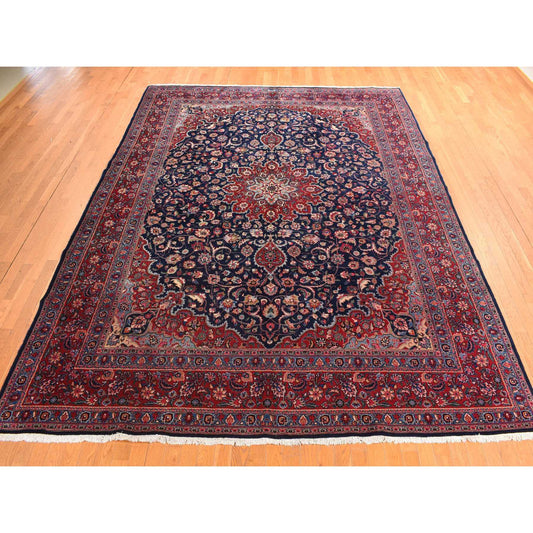 Persian Wool Hand Knotted Rug Blue Red 9.7X12.7 -O078309