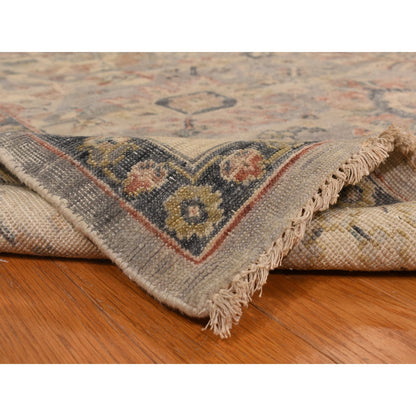 Oushak And Peshawar Wool Hand Knotted Rug Grey Ivory 9.0X11.10 -O078314