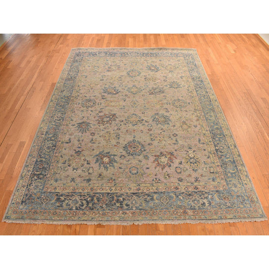 Antique Oushak Wool Hand Knotted Rug Brown 9x11.10  -O078319