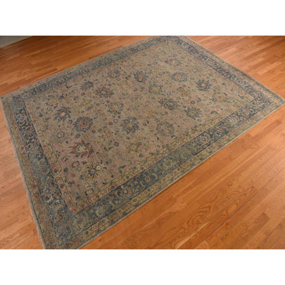 Antique Oushak Wool Hand Knotted Rug Brown 9x11.10  -O078319