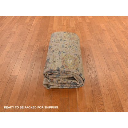 Antique Oushak Wool Hand Knotted Rug Brown 9x11.10  -O078319