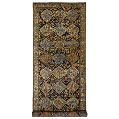 Antique Wool Hand Knotted Rug Yellow Ivory 6.8X19.3 -O078322