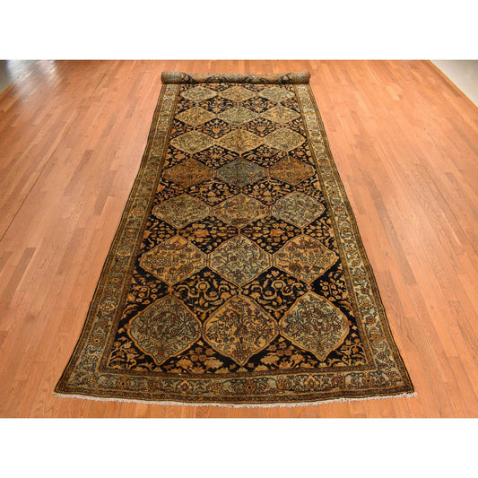 Antique Wool Hand Knotted Rug Yellow Ivory 6.8X19.3 -O078322