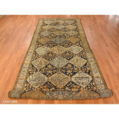 Antique Wool Hand Knotted Rug Yellow Ivory 6.8X19.3 -O078322