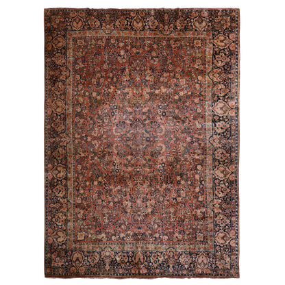 Antique Wool Hand Knotted Rug Red 11.9X16.4  -O078323