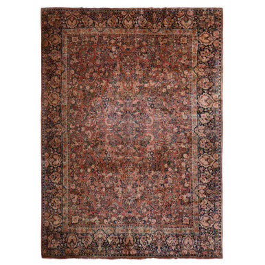 Antique Wool Hand Knotted Rug Red 11.9X16.4  -O078323