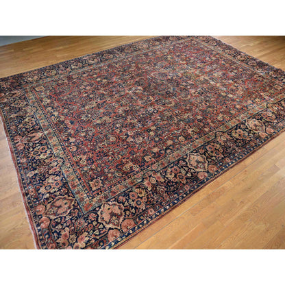 Antique Wool Hand Knotted Rug Red 11.9X16.4  -O078323