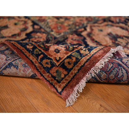 Antique Wool Hand Knotted Rug Red 11.9X16.4  -O078323
