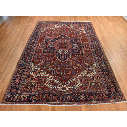 Antique Wool Hand Knotted Rug Red 8.9X12.3  -O078324