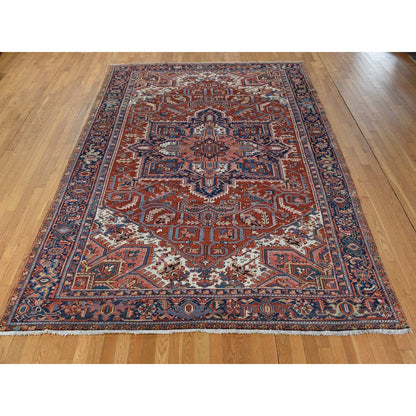 Antique Wool Hand Knotted Rug Red 8.9X12.3  -O078324