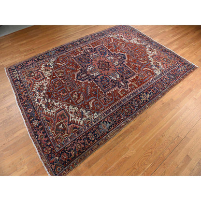 Antique Wool Hand Knotted Rug Red 8.9X12.3  -O078324