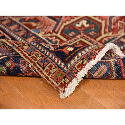 Antique Wool Hand Knotted Rug Red 8.9X12.3  -O078324