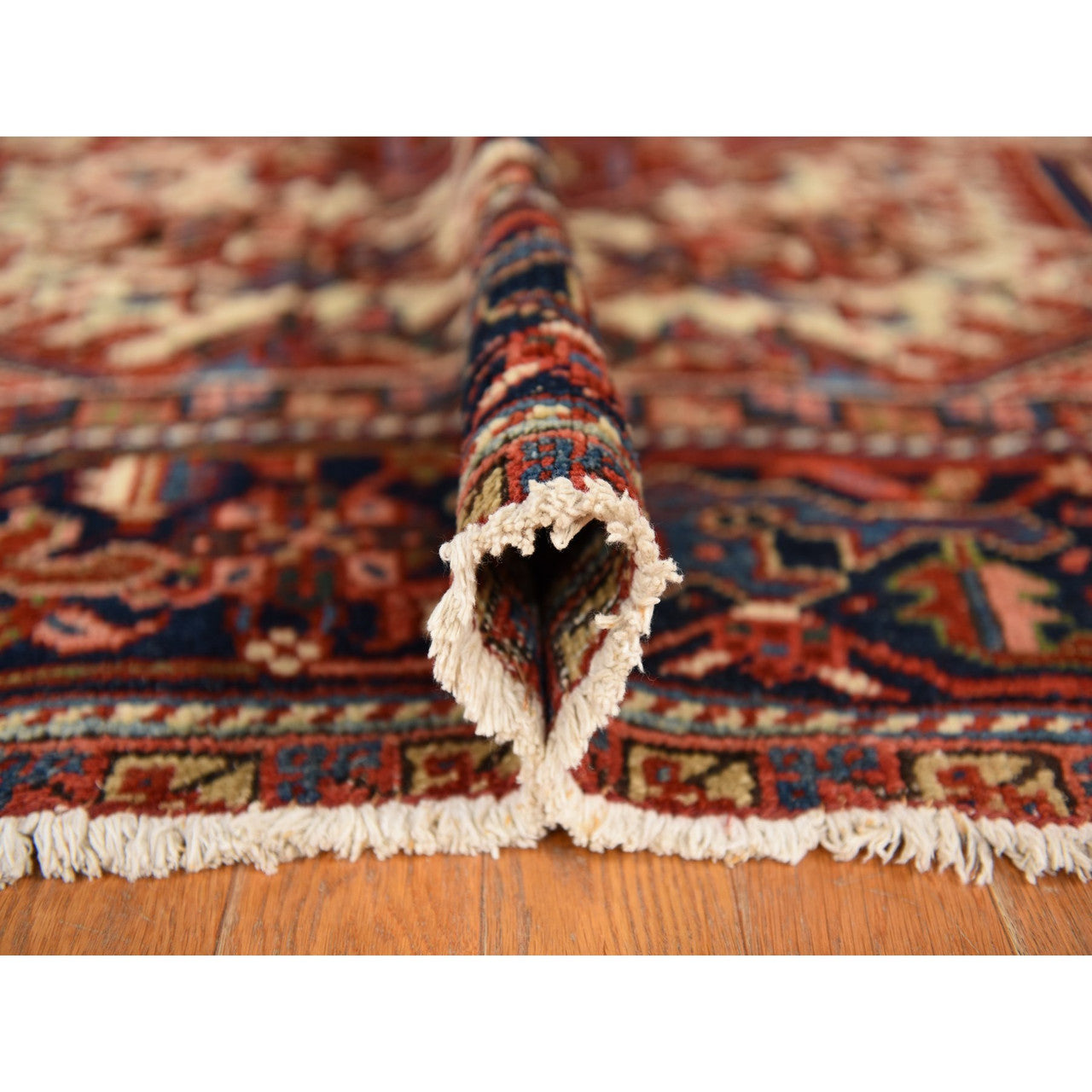 Red 8'9" x 12'3" Antique Hand knotted Wool Rug - Sku: O078324