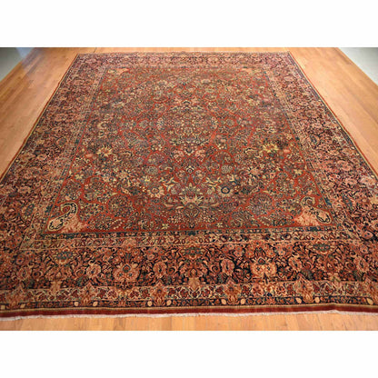 Antique Wool Hand Knotted Rug Red 13.8X15.10  -O078326