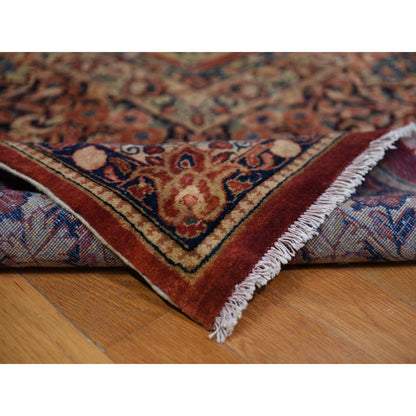 Antique Wool Hand Knotted Rug Red 13.8X15.10  -O078326