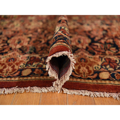 Antique Wool Hand Knotted Rug Red 13.8X15.10  -O078326