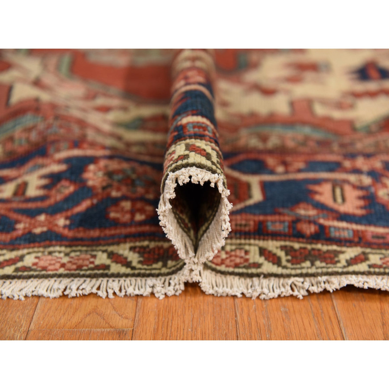 Antique Wool Hand Knotted Rug Red 9.2X14.0  -O078327