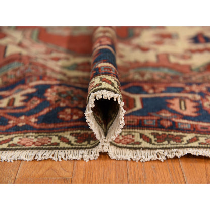 Antique Wool Hand Knotted Rug Red 9.2X14.0  -O078327