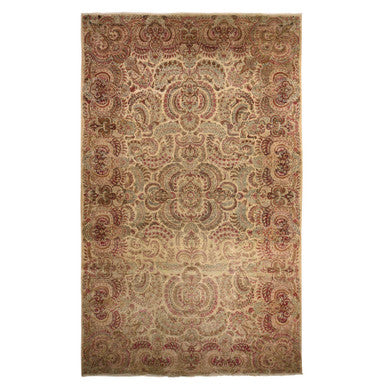 Antique Wool Hand Knotted Rug Ivory 11.7X19.3  -O078329
