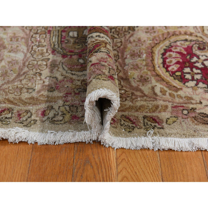 Antique Wool Hand Knotted Rug Ivory 11.7X19.3  -O078329