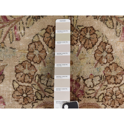 Antique Wool Hand Knotted Rug Ivory 11.7X19.3  -O078329