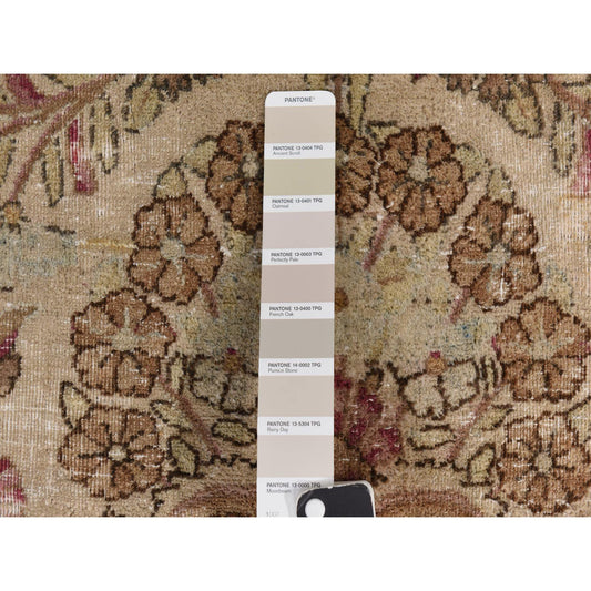 Antique Wool Hand Knotted Rug Ivory 11.7X19.3  -O078329