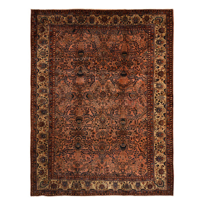 Antique Wool Hand Knotted Rug Red 9.10X13.7  -O078330