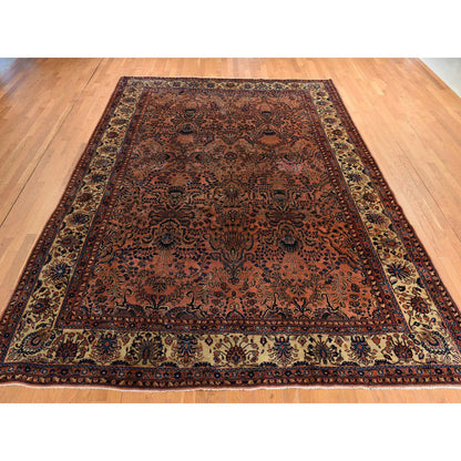 Antique Wool Hand Knotted Rug Red 9.10X13.7  -O078330