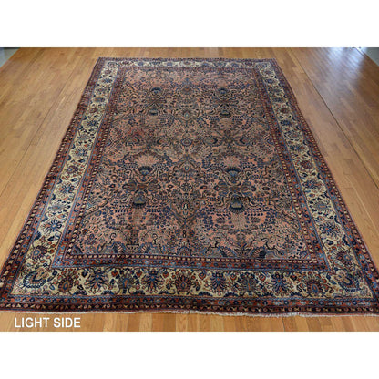 Antique Wool Hand Knotted Rug Red 9.10X13.7  -O078330