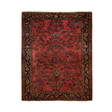 Antique Wool Hand Knotted Rug Red 5.3X6.7  -O078332
