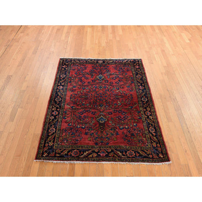 Antique Wool Hand Knotted Rug Red 5.3X6.7  -O078332