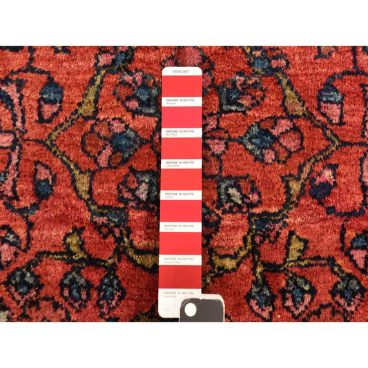 Antique Wool Hand Knotted Rug Red 5.3X6.7  -O078332
