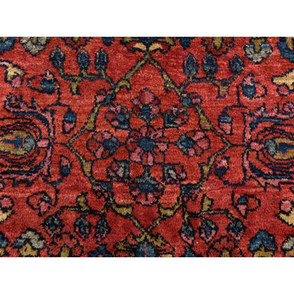 Antique Wool Hand Knotted Rug Red 5.3X6.7  -O078332