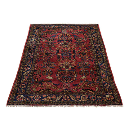 Antique Wool Hand Knotted Rug Red 4.10X6.5  -O078333
