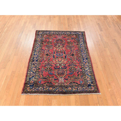 Antique Wool Hand Knotted Rug Red 4.10X6.5  -O078333