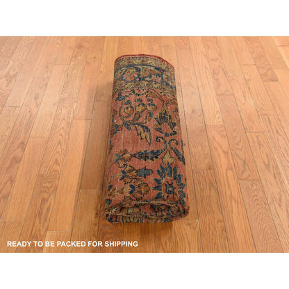 Antique Wool Hand Knotted Rug Red 4.10X6.5  -O078333