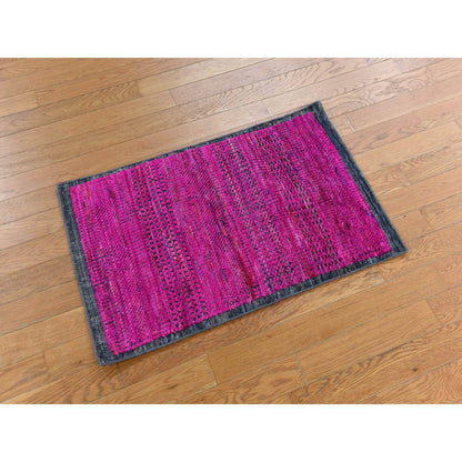 Modern and Contemporary Wool & Silk Hand Knotted Rug Pink 2.0X3.1  -O078336