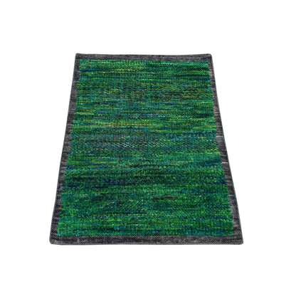 Modern and Contemporary Wool & Silk Hand Knotted Rug Green 2.0X3.1  -O078337