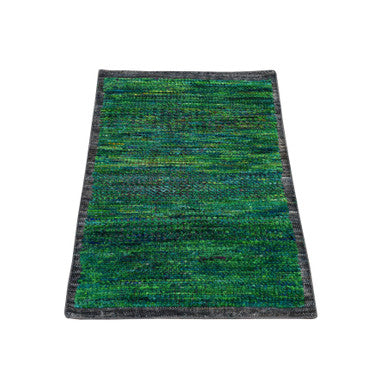 Modern and Contemporary Wool & Silk Hand Knotted Rug Green 2.0X3.1  -O078337