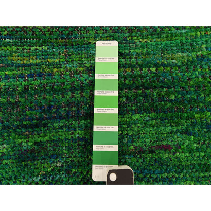 Modern and Contemporary Wool & Silk Hand Knotted Rug Green 2.0X3.1  -O078337