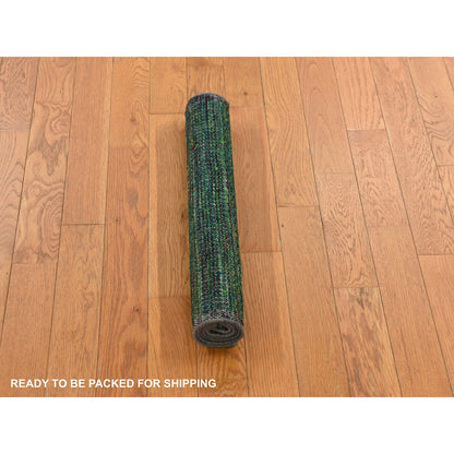 Modern and Contemporary Wool & Silk Hand Knotted Rug Green 2.0X3.1  -O078337