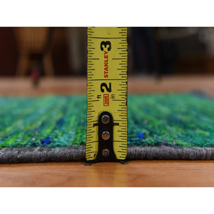 Modern and Contemporary Wool & Silk Hand Knotted Rug Green 2.0X3.1  -O078337