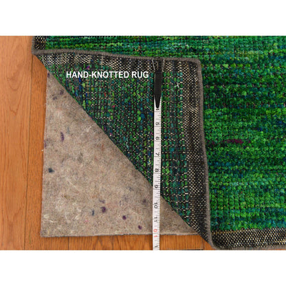 Modern and Contemporary Wool & Silk Hand Knotted Rug Green 2.0X3.1  -O078337