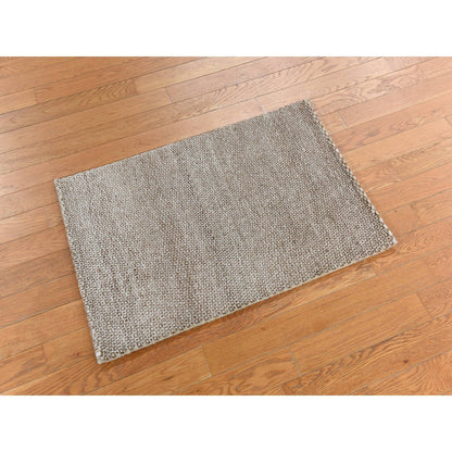 Modern and Contemporary Wool Hand Knotted Rug Ivory 2.0X3.0  -O078340