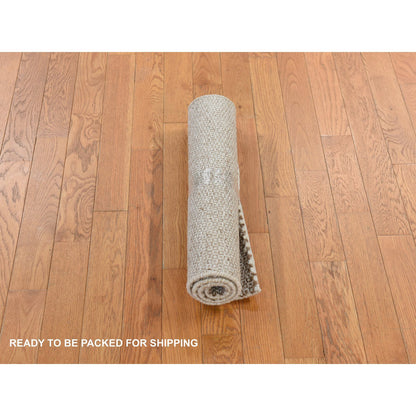 Modern and Contemporary Wool Hand Knotted Rug Ivory 2.0X3.0  -O078340