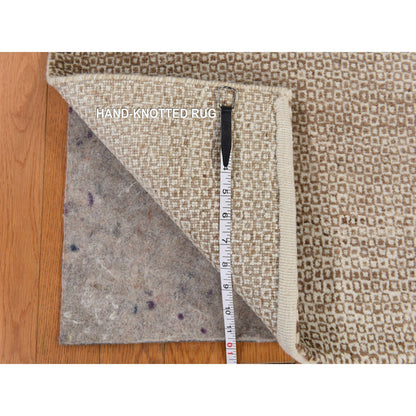 Modern and Contemporary Wool Hand Knotted Rug Ivory 2.0X3.0  -O078340