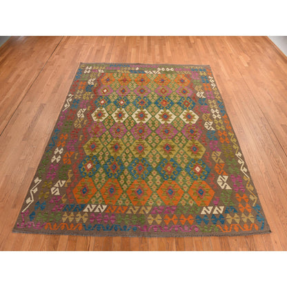 Flateweave Wool Hand Loomed Rug Brown 8.2X9.6  -O078343
