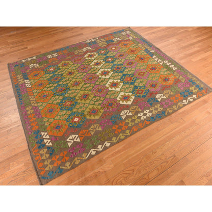 Flateweave Wool Hand Loomed Rug Brown 8.2X9.6  -O078343