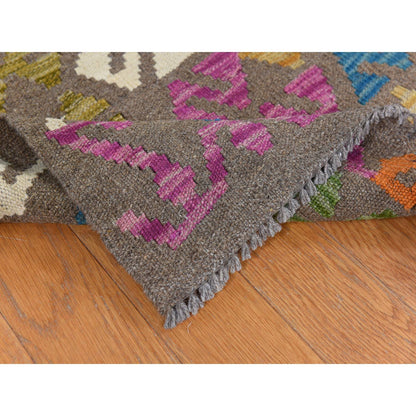 Flateweave Wool Hand Loomed Rug Brown 8.2X9.6  -O078343